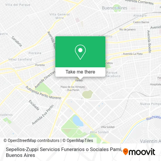 Mapa de Sepelios-Zuppi Servicios Funerarios o Sociales Pami