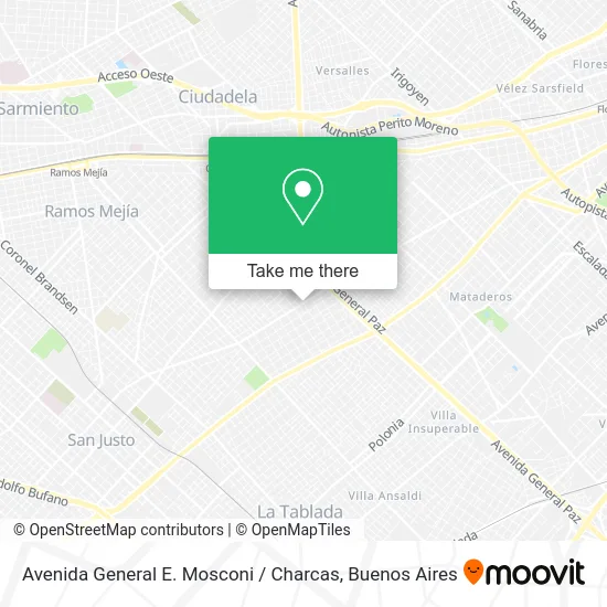 Avenida General E. Mosconi / Charcas map