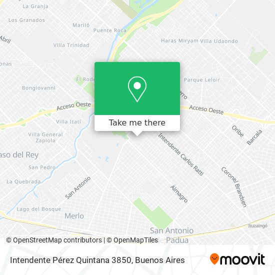 Mapa de Intendente Pérez Quintana 3850