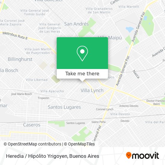 Heredia / Hipólito Yrigoyen map