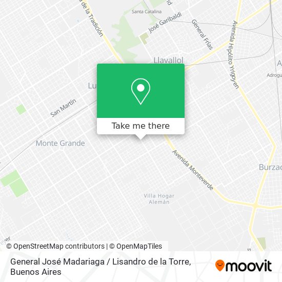 General José Madariaga / Lisandro de la Torre map