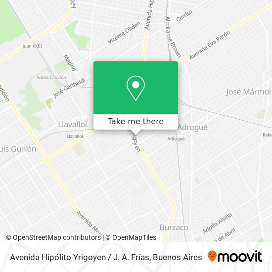 Mapa de Avenida Hipólito Yrigoyen / J. A. Frías