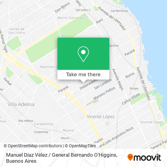 Mapa de Manuel Díaz Vélez / General Bernando O'Higgins