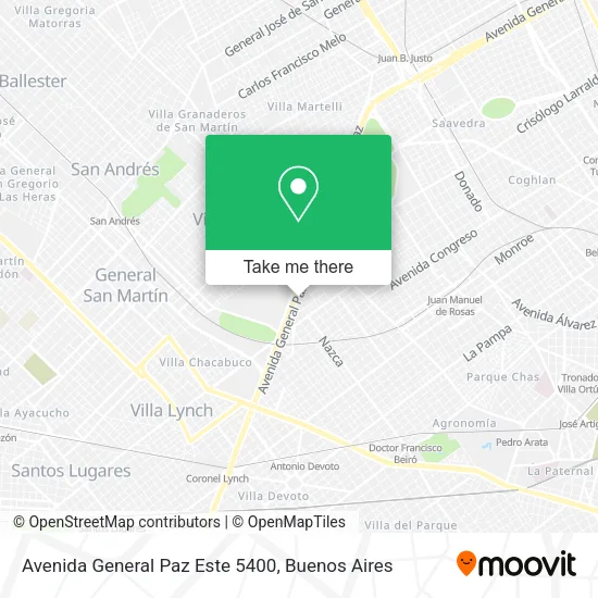 Mapa de Avenida General Paz Este 5400