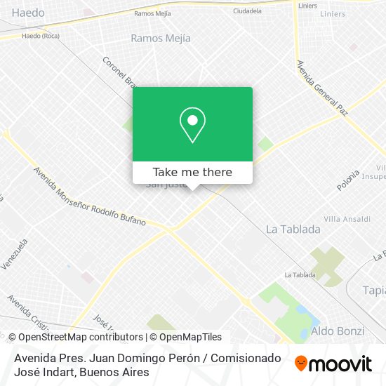 Avenida Pres. Juan Domingo Perón / Comisionado José Indart map