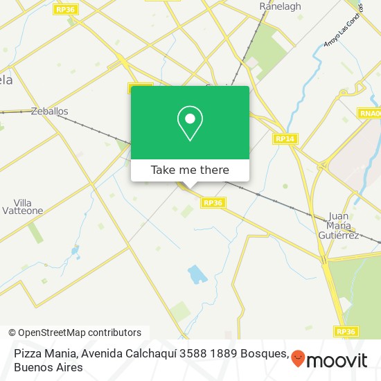 Mapa de Pizza Mania, Avenida Calchaquí 3588 1889 Bosques