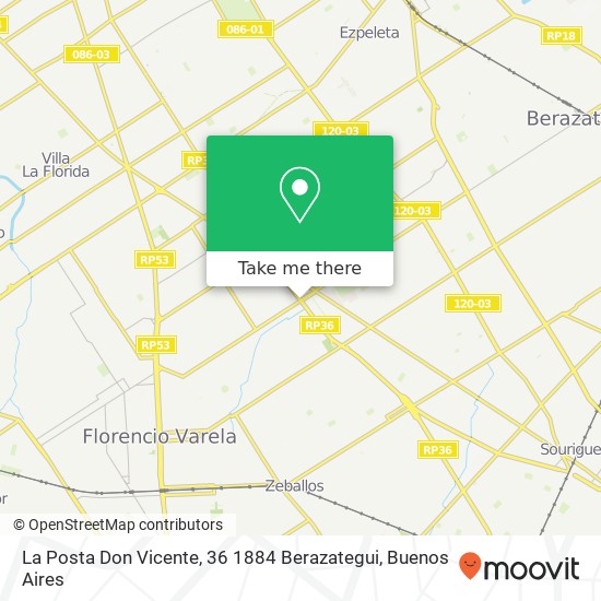 La Posta Don Vicente, 36 1884 Berazategui map