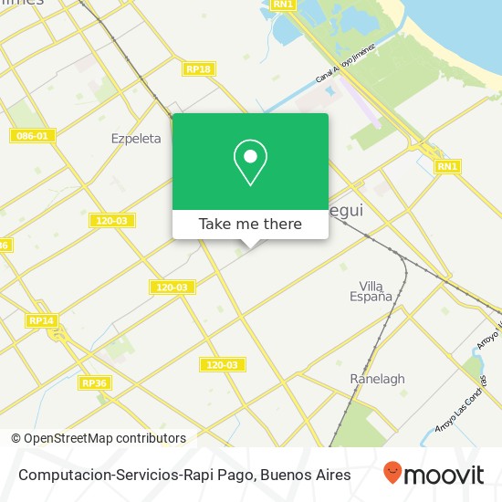 Mapa de Computacion-Servicios-Rapi Pago, Avenida 14 1884 Berazategui