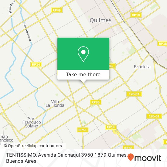 TENTISSIMO, Avenida Calchaquí 3950 1879 Quilmes map