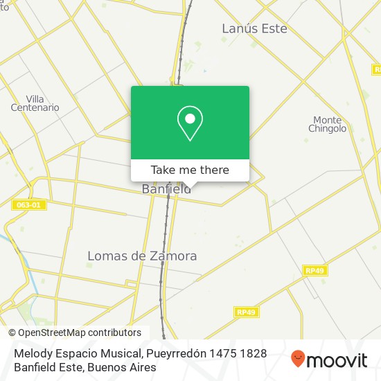 Mapa de Melody Espacio Musical, Pueyrredón 1475 1828 Banfield Este