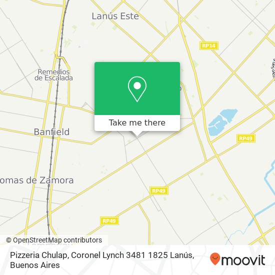 Mapa de Pizzeria Chulap, Coronel Lynch 3481 1825 Lanús
