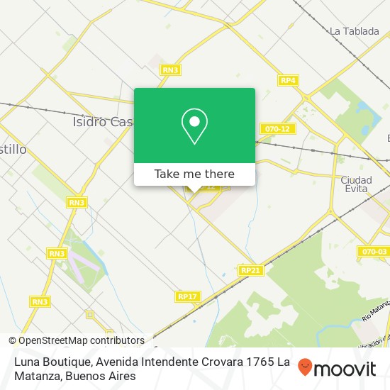 Mapa de Luna Boutique, Avenida Intendente Crovara 1765 La Matanza