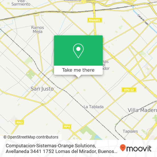 Mapa de Computacion-Sistemas-Orange Solutions, Avellaneda 3441 1752 Lomas del Mirador