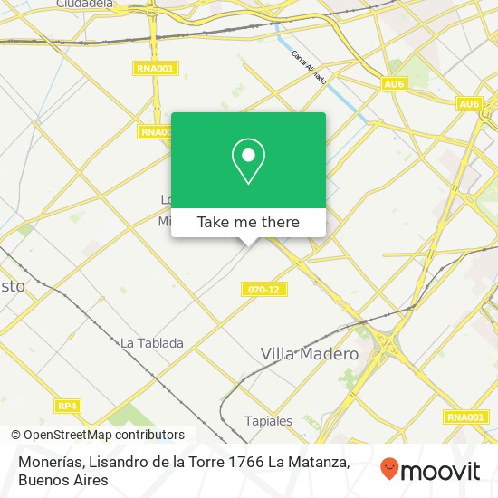 Monerías, Lisandro de la Torre 1766 La Matanza map