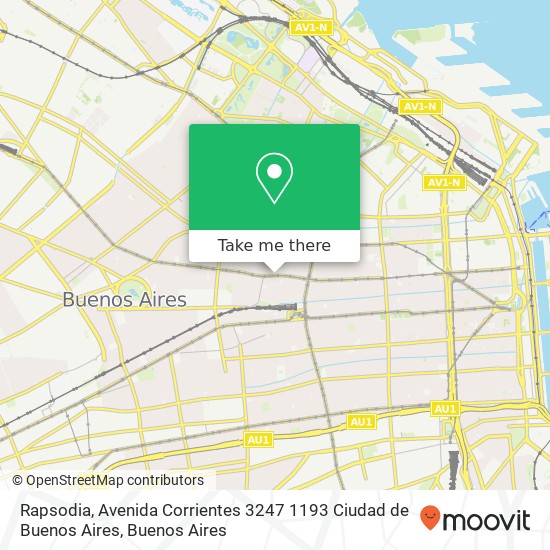 Mapa de Rapsodia, Avenida Corrientes 3247 1193 Ciudad de Buenos Aires