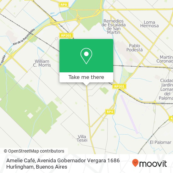 Mapa de Amelie Café, Avenida Gobernador Vergara 1686 Hurlingham