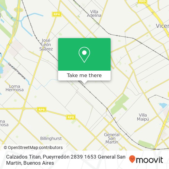 Mapa de Calzados Titan, Pueyrredón 2839 1653 General San Martín