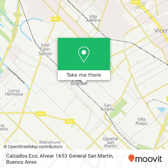 Mapa de Calzados Eco, Alvear 1653 General San Martín