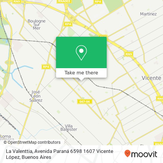 Mapa de La Valenttia, Avenida Paraná 6598 1607 Vicente López