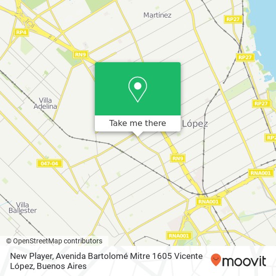 Mapa de New Player, Avenida Bartolomé Mitre 1605 Vicente López
