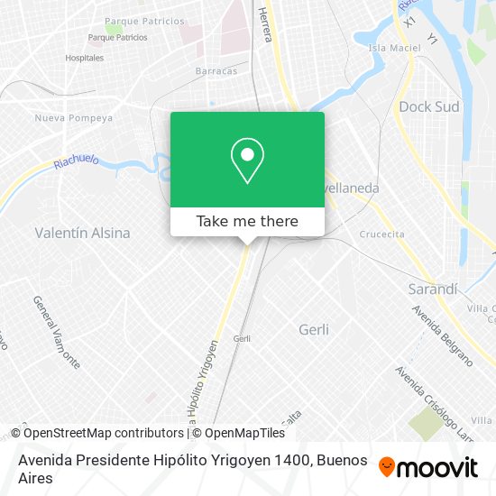 Mapa de Avenida Presidente Hipólito Yrigoyen 1400