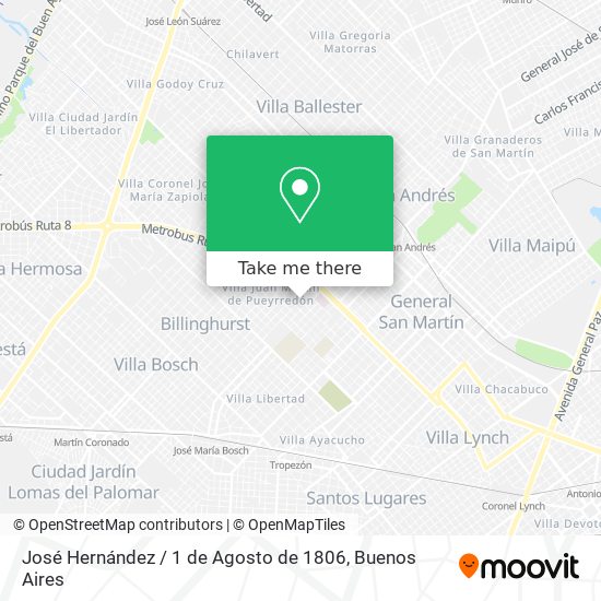 José Hernández / 1 de Agosto de 1806 map