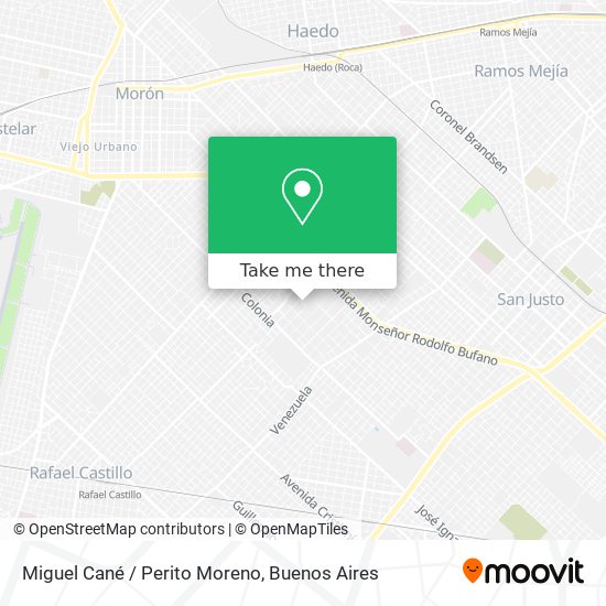 Miguel Cané / Perito Moreno map
