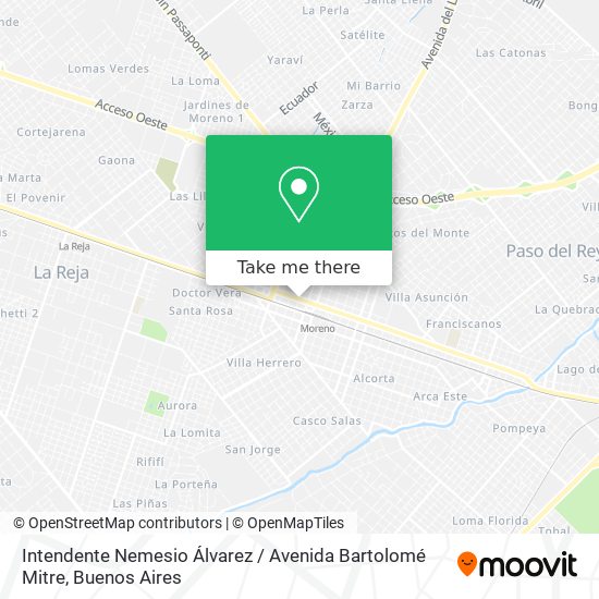 Mapa de Intendente Nemesio Álvarez / Avenida Bartolomé Mitre