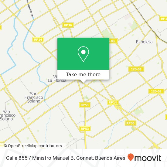 Calle 855 / Ministro Manuel B. Gonnet map