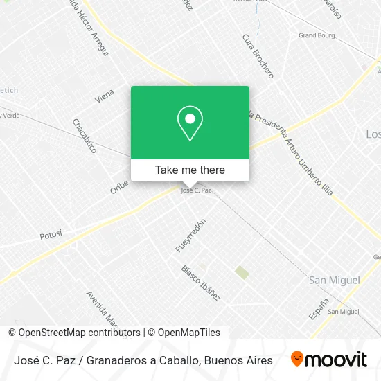 José C. Paz / Granaderos a Caballo map