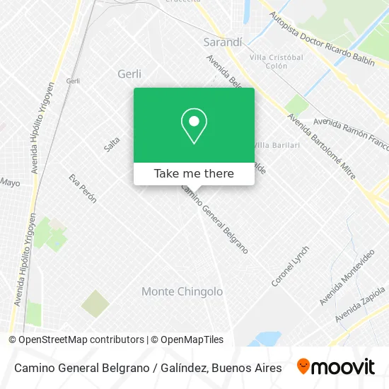 Mapa de Camino General Belgrano / Galíndez