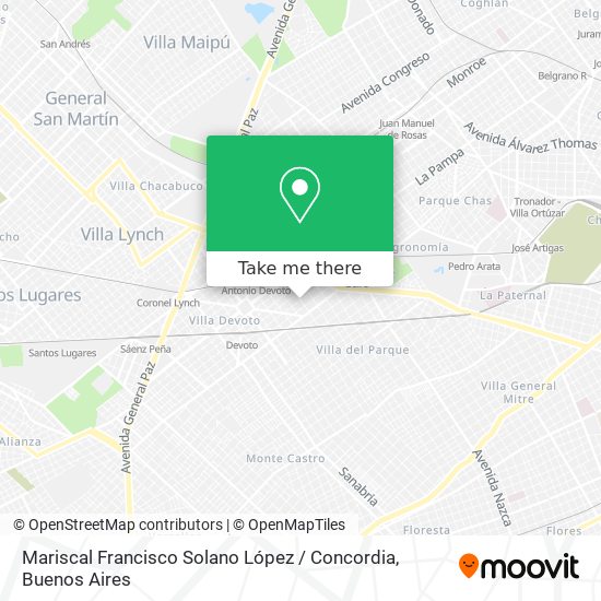 Mapa de Mariscal Francisco Solano López / Concordia