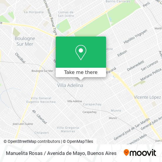 Mapa de Manuelita Rosas / Avenida de Mayo