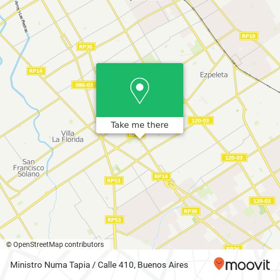 Ministro Numa Tapia / Calle 410 map