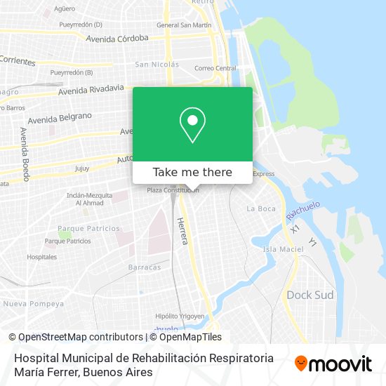 Mapa de Hospital Municipal de Rehabilitación Respiratoria María Ferrer