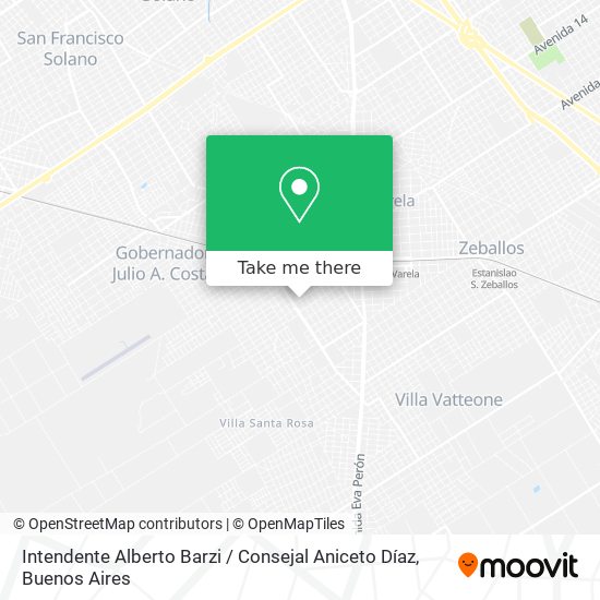 Intendente Alberto Barzi / Consejal Aniceto Díaz map