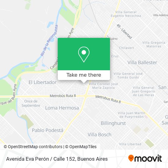 Avenida Eva Perón / Calle 152 map
