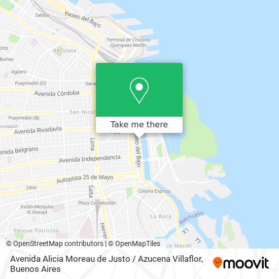 Avenida Alicia Moreau de Justo / Azucena Villaflor map