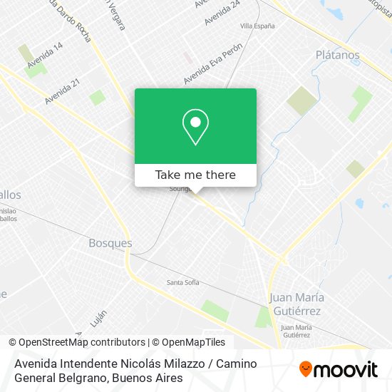 Avenida Intendente Nicolás Milazzo / Camino General Belgrano map