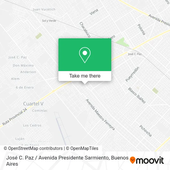 Mapa de José C. Paz / Avenida Presidente Sarmiento