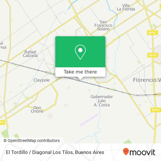 Mapa de El Tordillo / Diagonal Los Tilos