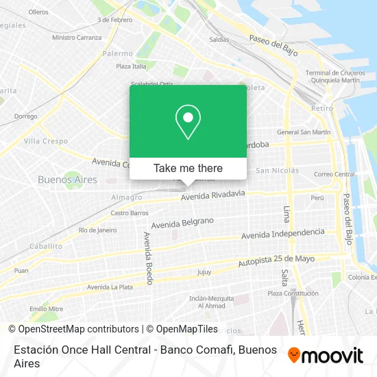 Mapa de Estación Once Hall Central - Banco Comafi