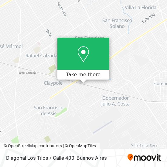 Diagonal Los Tilos / Calle 400 map