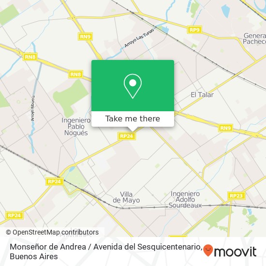 Mapa de Monseñor de Andrea / Avenida del Sesquicentenario