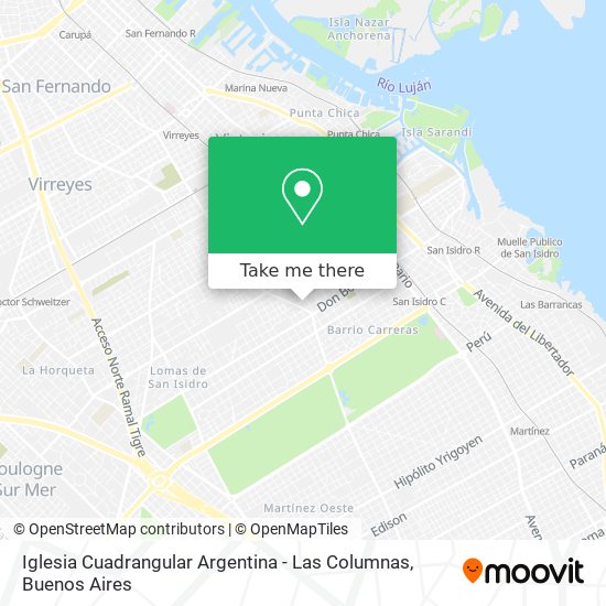 Iglesia Cuadrangular Argentina - Las Columnas map