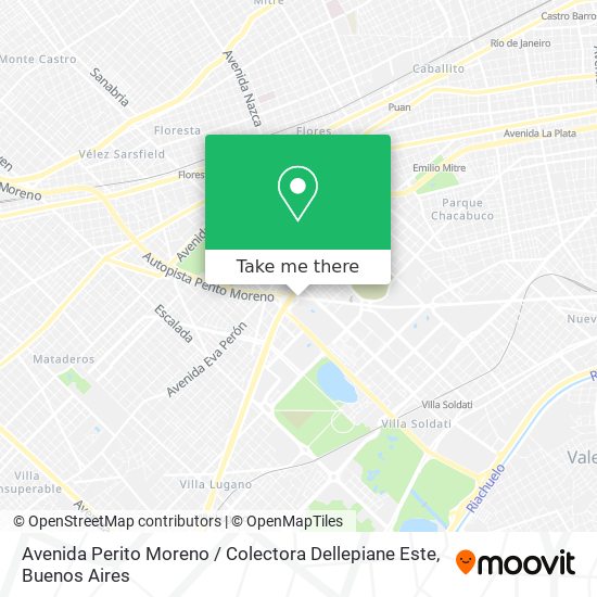 Avenida Perito Moreno / Colectora Dellepiane Este map