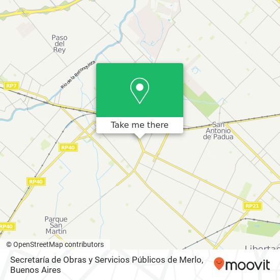 Mapa de Secretaría de Obras y Servicios Públicos de Merlo