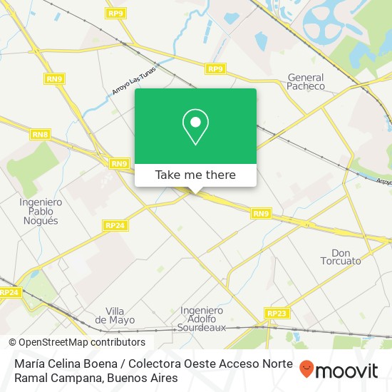 Mapa de María Celina Boena / Colectora Oeste Acceso Norte Ramal Campana
