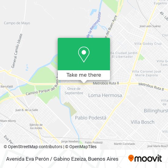 Avenida Eva Perón / Gabino Ezeiza map