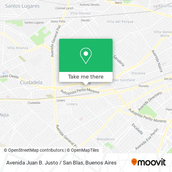 Mapa de Avenida Juan B. Justo / San Blas